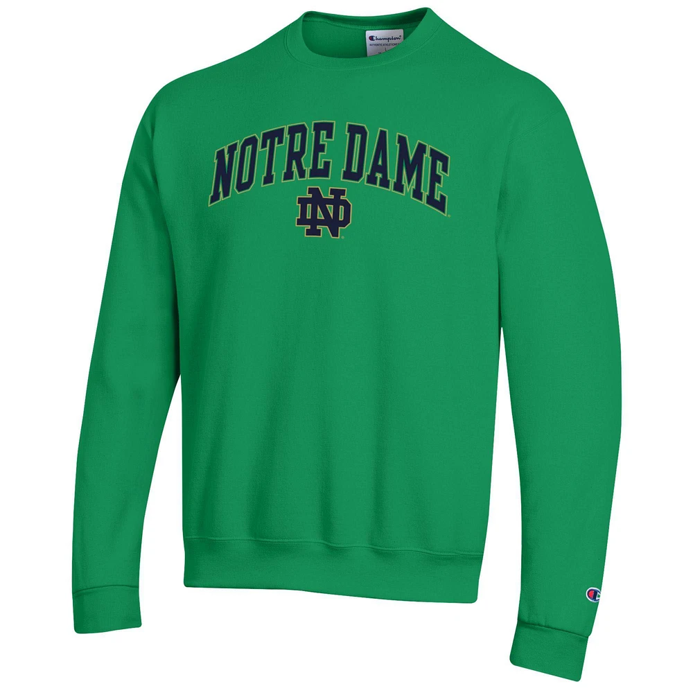 Men's Champion  Green Notre Dame Fighting Irish Arch Over Logo Pullover Sweatshirt