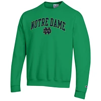Men's Champion  Green Notre Dame Fighting Irish Arch Over Logo Pullover Sweatshirt