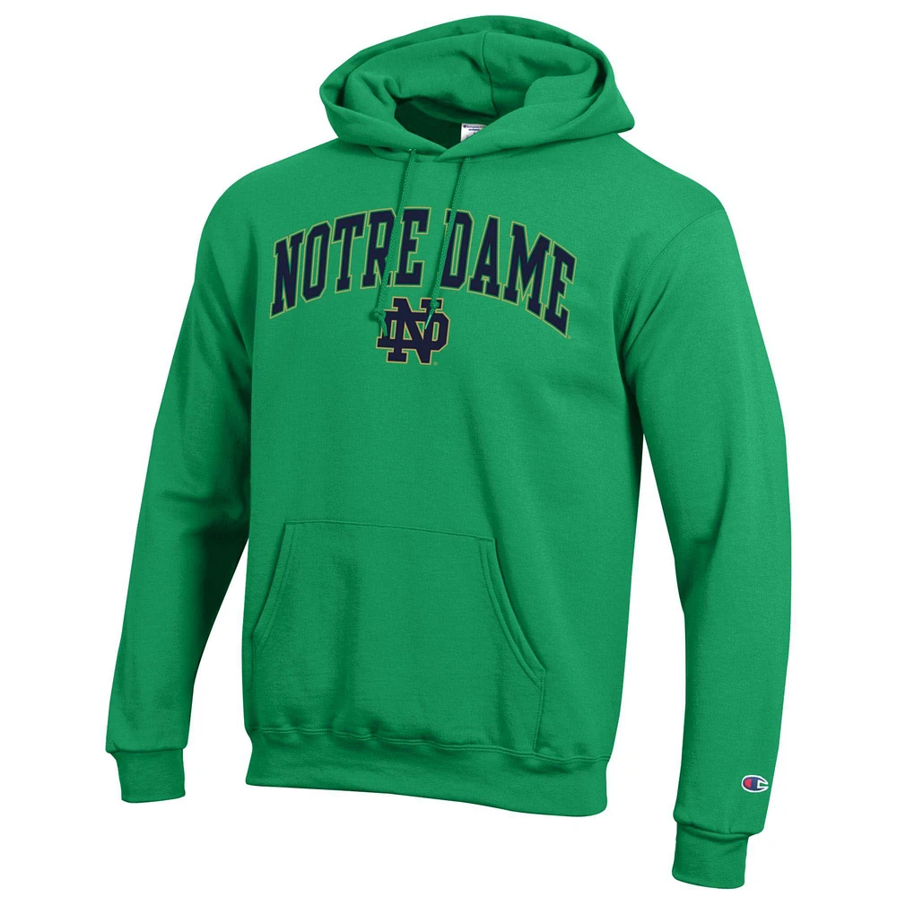Men's Champion  Green Notre Dame Fighting Irish Arched Logo Fleece Pullover Hoodie