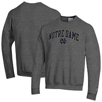 Men's Champion  Heather Charcoal Notre Dame Fighting Irish Arch Over Logo Pullover Sweatshirt