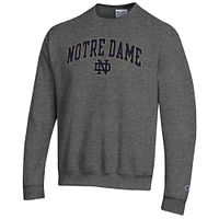 Men's Champion  Heather Charcoal Notre Dame Fighting Irish Arch Over Logo Pullover Sweatshirt