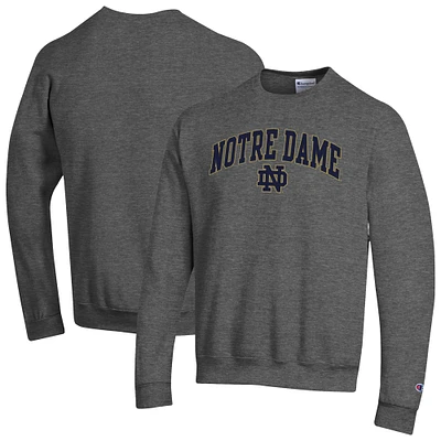 Men's Champion  Heather Charcoal Notre Dame Fighting Irish Arch Over Logo Pullover Sweatshirt