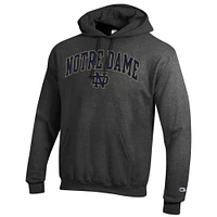 Men's Champion  Heather Charcoal Notre Dame Fighting Irish Arched Logo Fleece Pullover Hoodie