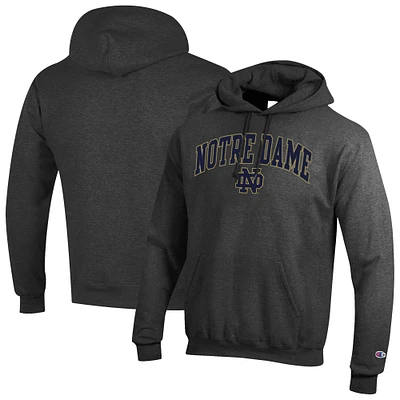 Men's Champion  Heather Charcoal Notre Dame Fighting Irish Arched Logo Fleece Pullover Hoodie