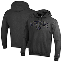 Men's Champion  Heather Charcoal Notre Dame Fighting Irish Arched Logo Fleece Pullover Hoodie