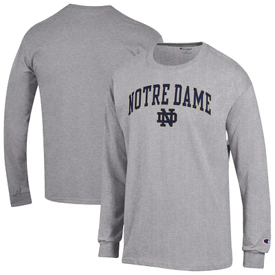 Men's Champion  Heather Gray Notre Dame Fighting Irish Arch Over Logo Long Sleeve T-Shirt