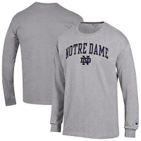 Men's Champion  Heather Gray Notre Dame Fighting Irish Arch Over Logo Long Sleeve T-Shirt