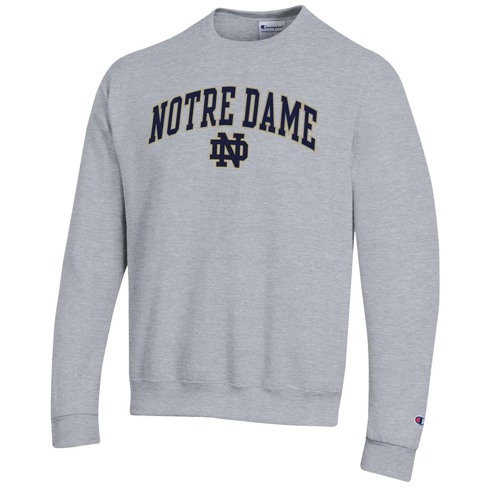 Men's Champion  Heather Gray Notre Dame Fighting Irish Arch Over Logo Pullover Sweatshirt