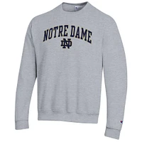 Men's Champion  Heather Gray Notre Dame Fighting Irish Arch Over Logo Pullover Sweatshirt
