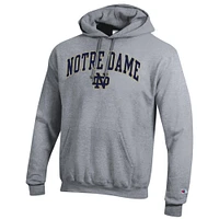 Men's Champion  Heather Gray Notre Dame Fighting Irish Arched Logo Fleece Pullover Hoodie