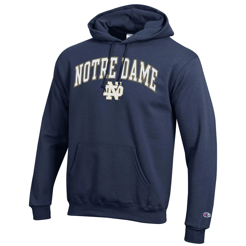 Men's Champion  Navy Notre Dame Fighting Irish Arched Logo Fleece Pullover Hoodie