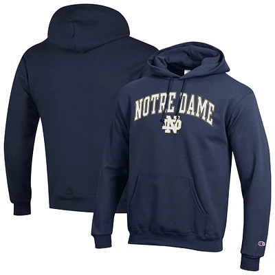 Men's Champion  Navy Notre Dame Fighting Irish Arched Logo Fleece Pullover Hoodie