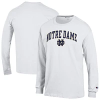 T-shirt à manches longues blanc Champion Notre Dame Fighting Irish pour homme avec logo Arch Over