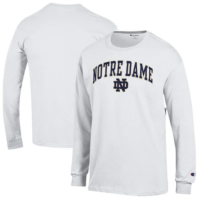 T-shirt à manches longues blanc Champion Notre Dame Fighting Irish pour homme avec logo Arch Over