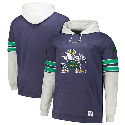 Men's '47 Navy Notre Dame Fighting Irish Big & Tall Blitz Lacer Pullover Hoodie