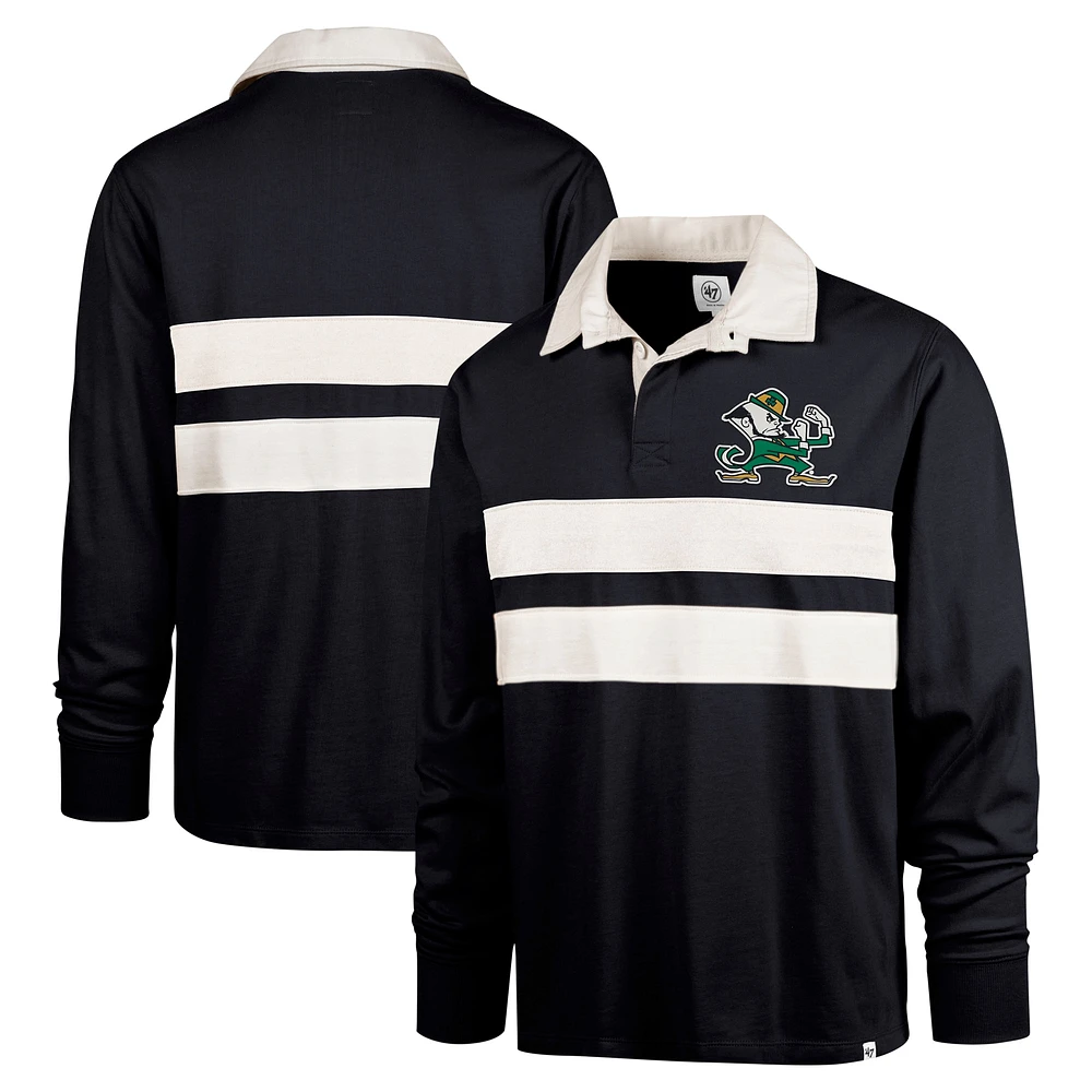 Men's '47 Navy Notre Dame Fighting Irish Clubhouse Knox Thames Long Sleeve Rugby Polo