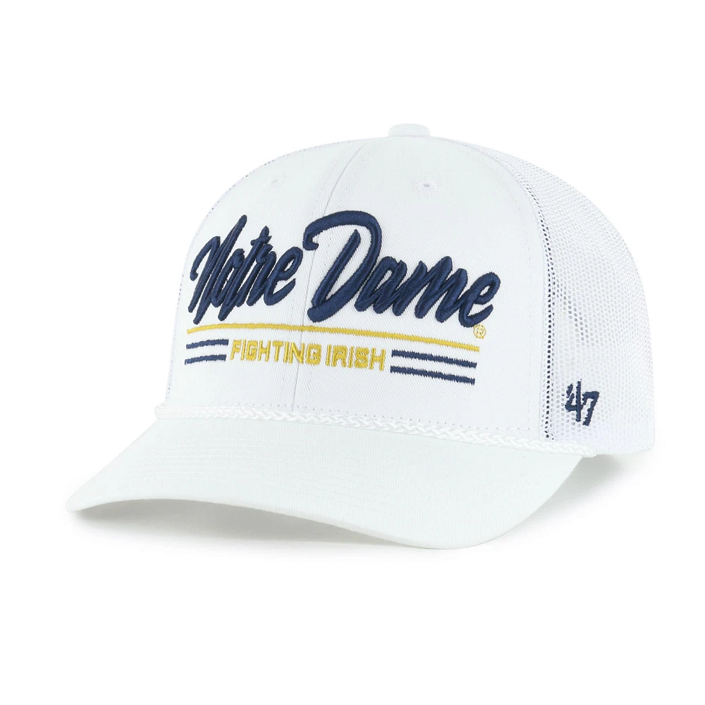 Casquette ajustable blanche Garner Rope Trucker '47 pour homme, motif Fighting Irish de Notre Dame