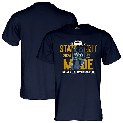 T-shirt bleu marine 84 pour homme avec déclaration de score du premier tour des éliminatoires football universitaire 2024 Notre Dame Fighting Irish