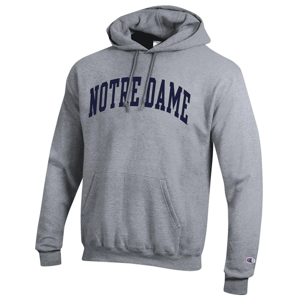 Men's Champion  Heather Gray Notre Dame Fighting Irish Basic Arch Fleece Pullover Hoodie