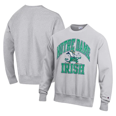 Men's Champion Heather Gray Notre Dame Fighting Irish Vault Late Night Reverse Weave Pullover Sweatshirt