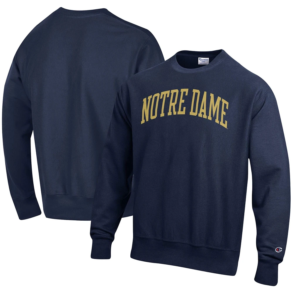 Sweat-shirt à enfiler tissage inversé Champion Navy Notre Dame Fighting Irish Arch pour homme