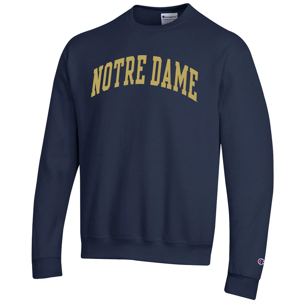 Men's Champion  Navy Notre Dame Fighting Irish Basic Arch Fleece Pullover Sweatshirt