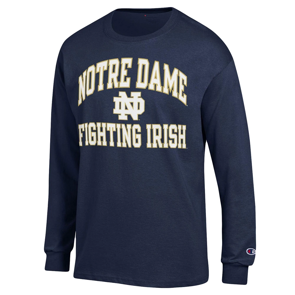 Men's Champion Navy Notre Dame Fighting Irish High Motor Long Sleeve T-Shirt