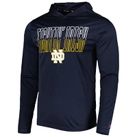 Men's Champion Navy Notre Dame Fighting Irish Impact Long Sleeve Hooded T-Shirt