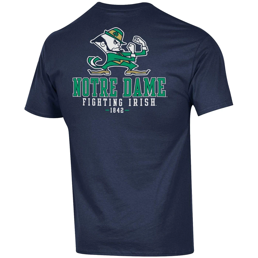 Men's Champion Navy Notre Dame Fighting Irish Team Stack 2-Hit T-Shirt