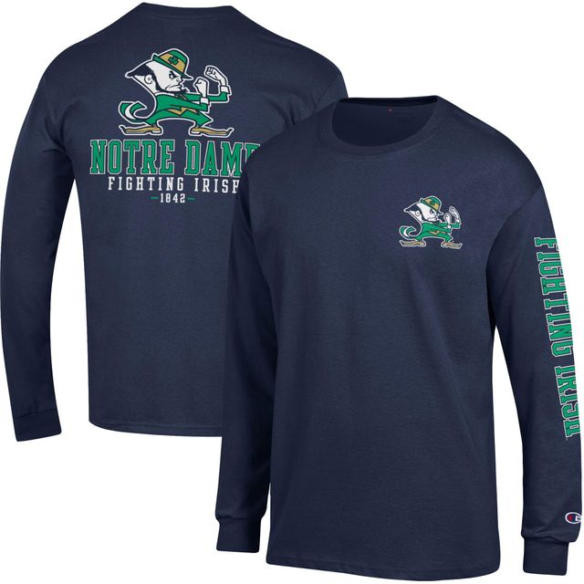 Champion Navy Notre Dame Fighting Irish Team Stack 3-Hit T-shirt à manches longues pour homme