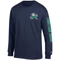 Men's Champion Navy Notre Dame Fighting Irish Team Stack 3-Hit Long Sleeve T-Shirt