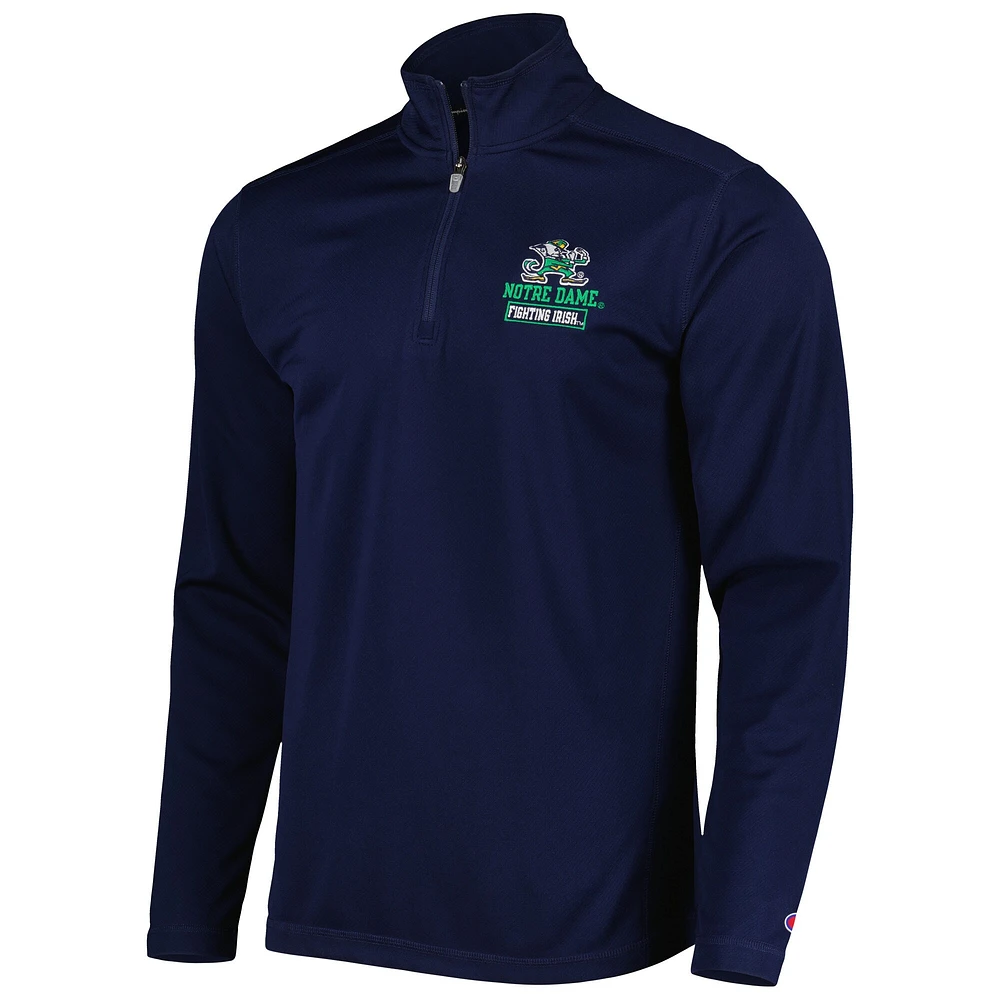 Men's Champion Navy Notre Dame Fighting Irish Textured Quarter-Zip Jacket