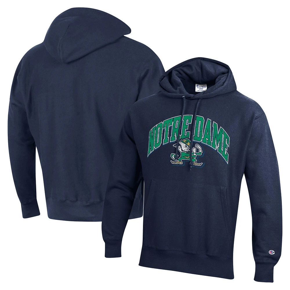 Men's Champion Navy Notre Dame Fighting Irish Vault Late Night Reverse Weave Pullover Hoodie