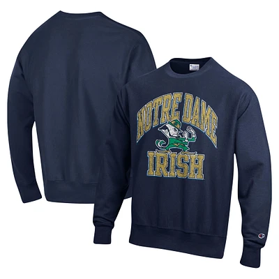 Men's Champion Navy Notre Dame Fighting Irish Vault Late Night Reverse Weave Pullover Sweatshirt