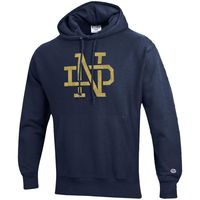 Men's Champion Navy Notre Dame Fighting Irish Vault Logo Reverse Weave Pullover Hoodie