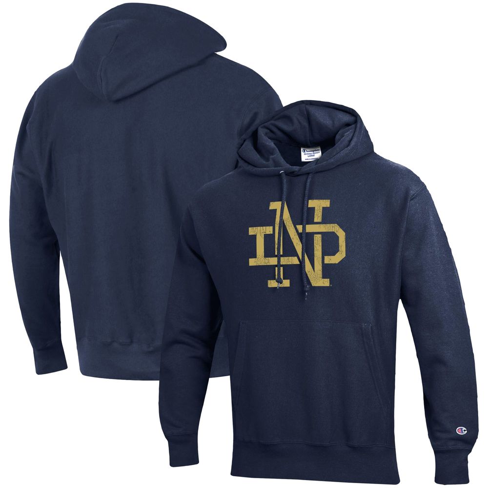 Men's Champion Navy Notre Dame Fighting Irish Vault Logo Reverse Weave Pullover Hoodie