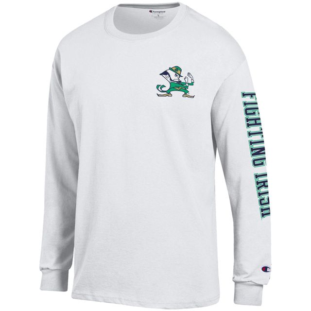 T-shirt à manches longues Champion Notre Dame Fighting Irish Team Stack 3-Hit pour homme, blanc