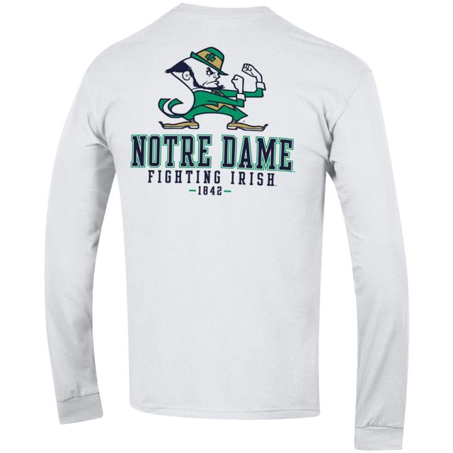 T-shirt à manches longues Champion Notre Dame Fighting Irish Team Stack 3-Hit pour homme, blanc