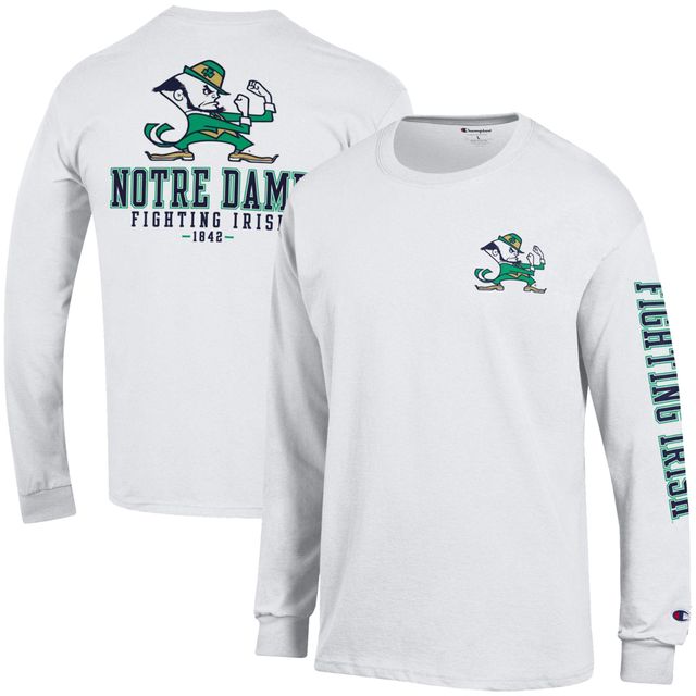 T-shirt à manches longues Champion Notre Dame Fighting Irish Team Stack 3-Hit pour homme, blanc