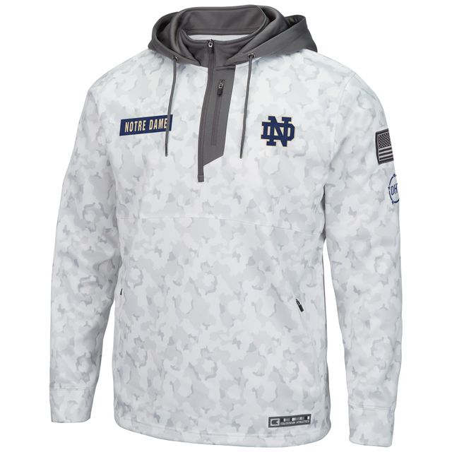 Colosseum Arctic Camo Notre Dame Fighting Irish OHT Military Appreciation Quarter-Zip Sweat à capuche pour homme