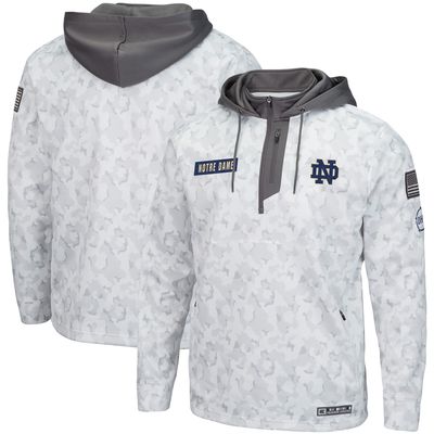 Men's Colosseum Arctic Camo Notre Dame Fighting Irish OHT Military Appreciation Quarter-Zip Hoodie