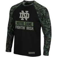 T-shirt à manches longues raglan Colisée noir/camouflage Notre Dame Fighting Irish OHT Military Appreciation Big & Tall pour homme