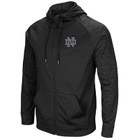 Men's Colosseum Black Notre Dame Fighting Irish Blackout 3.0 Tonal Raglan Full-Zip Hoodie