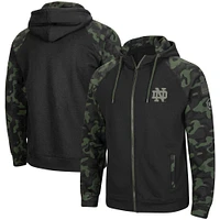 Colosseum pour homme Noir Notre Dame Fighting Irish OHT Military Appreciation Camo Raglan Full-Zip Hoodie