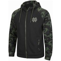 Men's Colosseum Black Notre Dame Fighting Irish OHT Military Appreciation Camo Raglan Full-Zip Hoodie