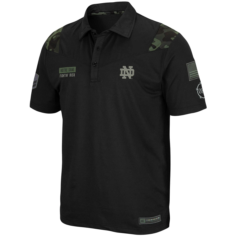 Men's Colosseum Black Notre Dame Fighting Irish OHT Military Appreciation Sierra Polo