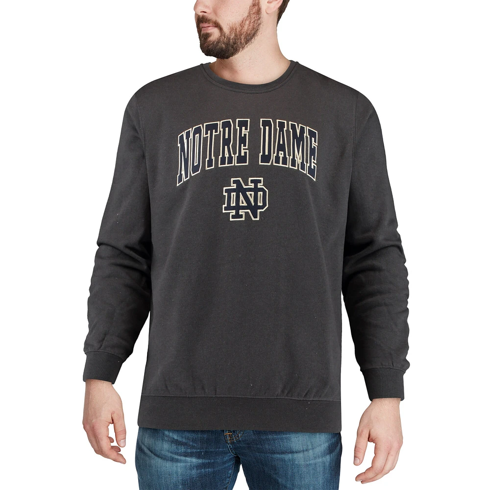 Men's Colosseum Charcoal Notre Dame Fighting Irish Arch & Logo Crew Neck Sweatshirt