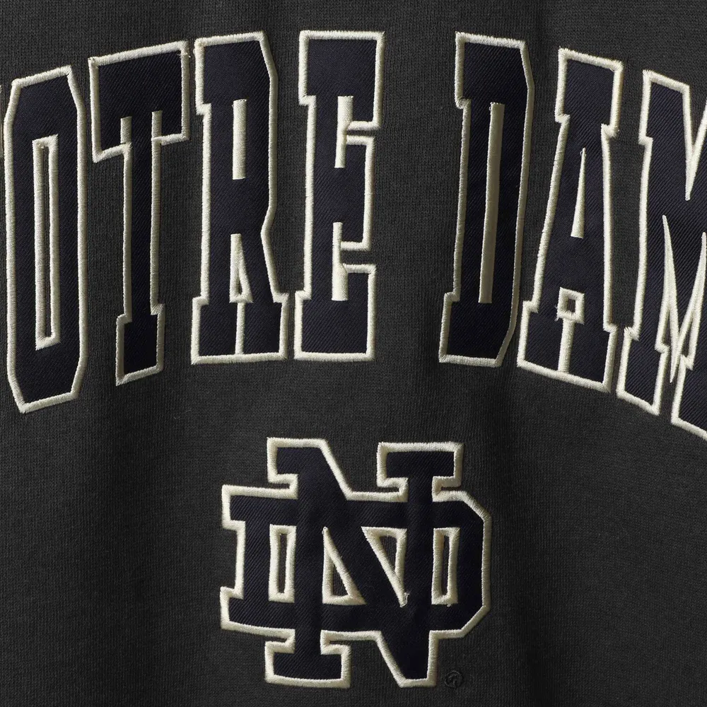 Men's Colosseum Charcoal Notre Dame Fighting Irish Arch & Logo Crew Neck Sweatshirt