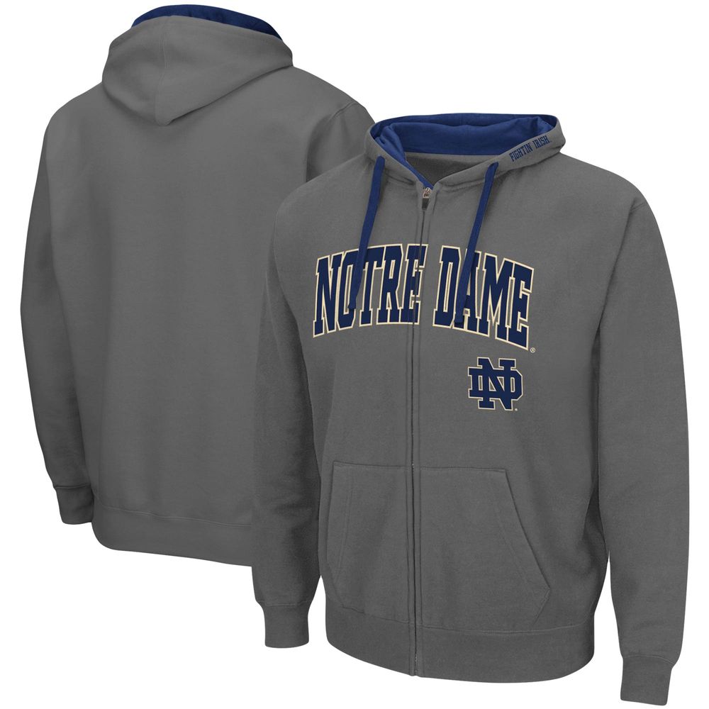 Men's Colosseum Charcoal Notre Dame Fighting Irish Big & Tall Full-Zip Hoodie