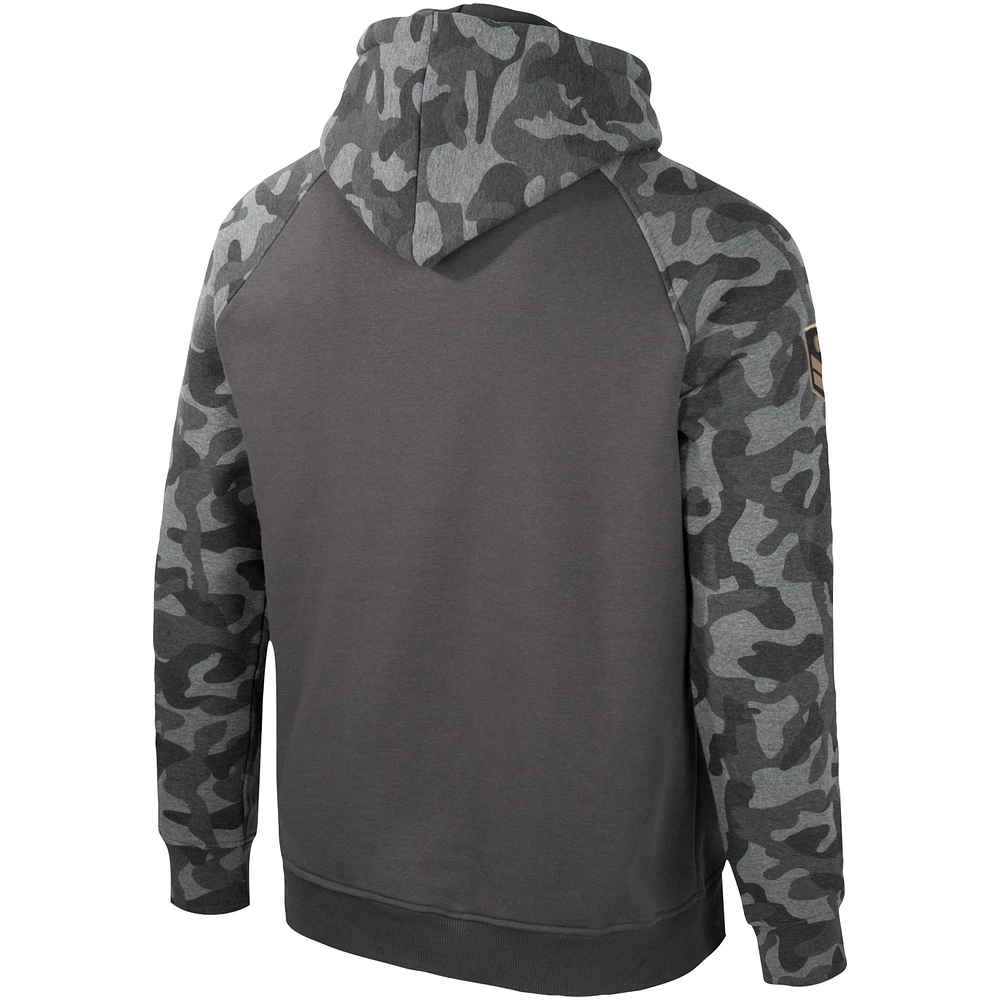 Men's Colosseum Charcoal Notre Dame Fighting Irish OHT Military Appreciation Camo Raglan Pullover Hoodie